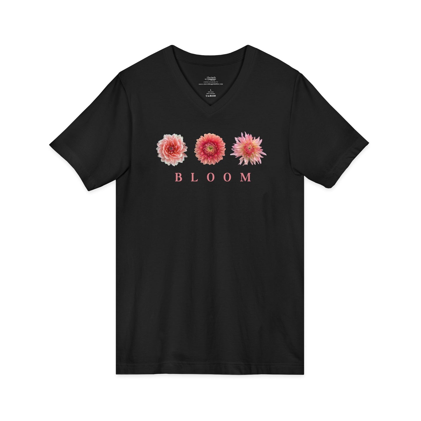 Bloom Dahlia Trifecta Unisex Jersey Short Sleeve V-Neck Tee Bella+Canvas 3005