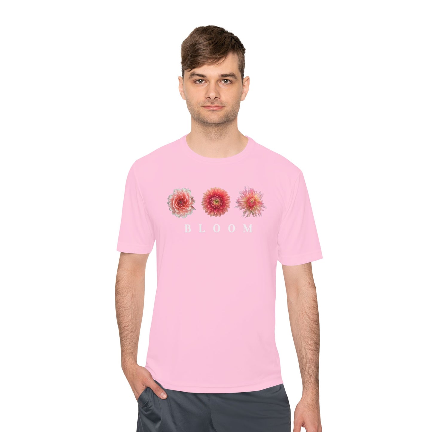 Dahlia Bloom Trifecta Moisture Wicking Tee DTF Polyester With White Lettering