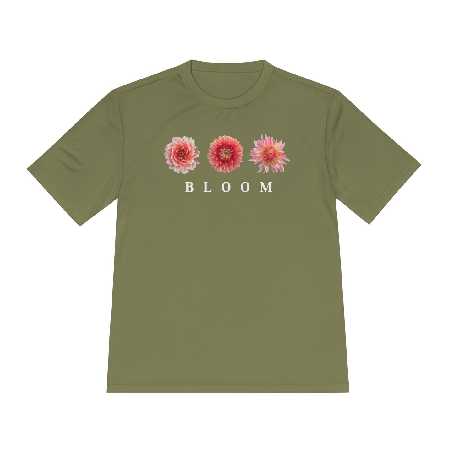 Dahlia Bloom Trifecta Moisture Wicking Tee DTF Polyester With White Lettering