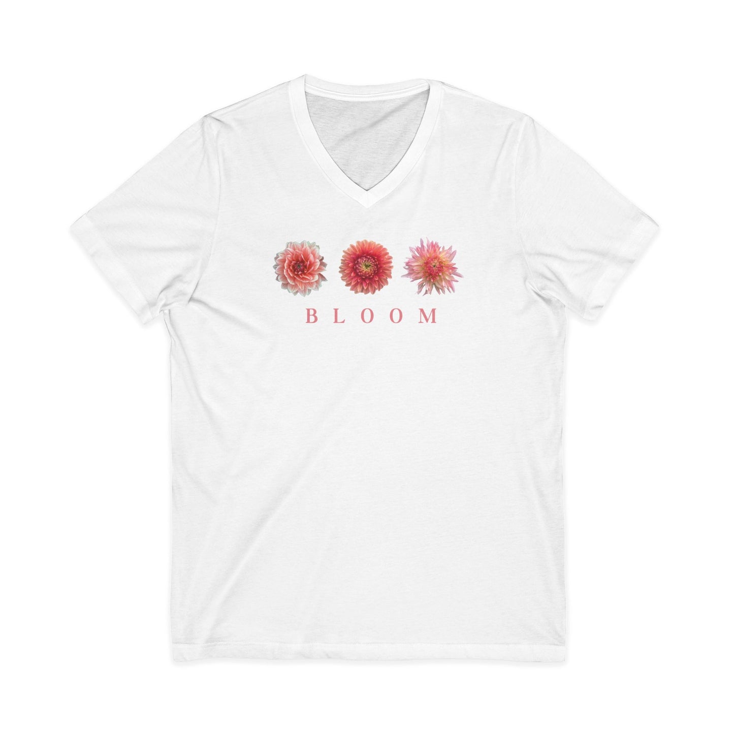 Bloom Dahlia Trifecta Unisex Jersey Short Sleeve V-Neck Tee Bella+Canvas 3005