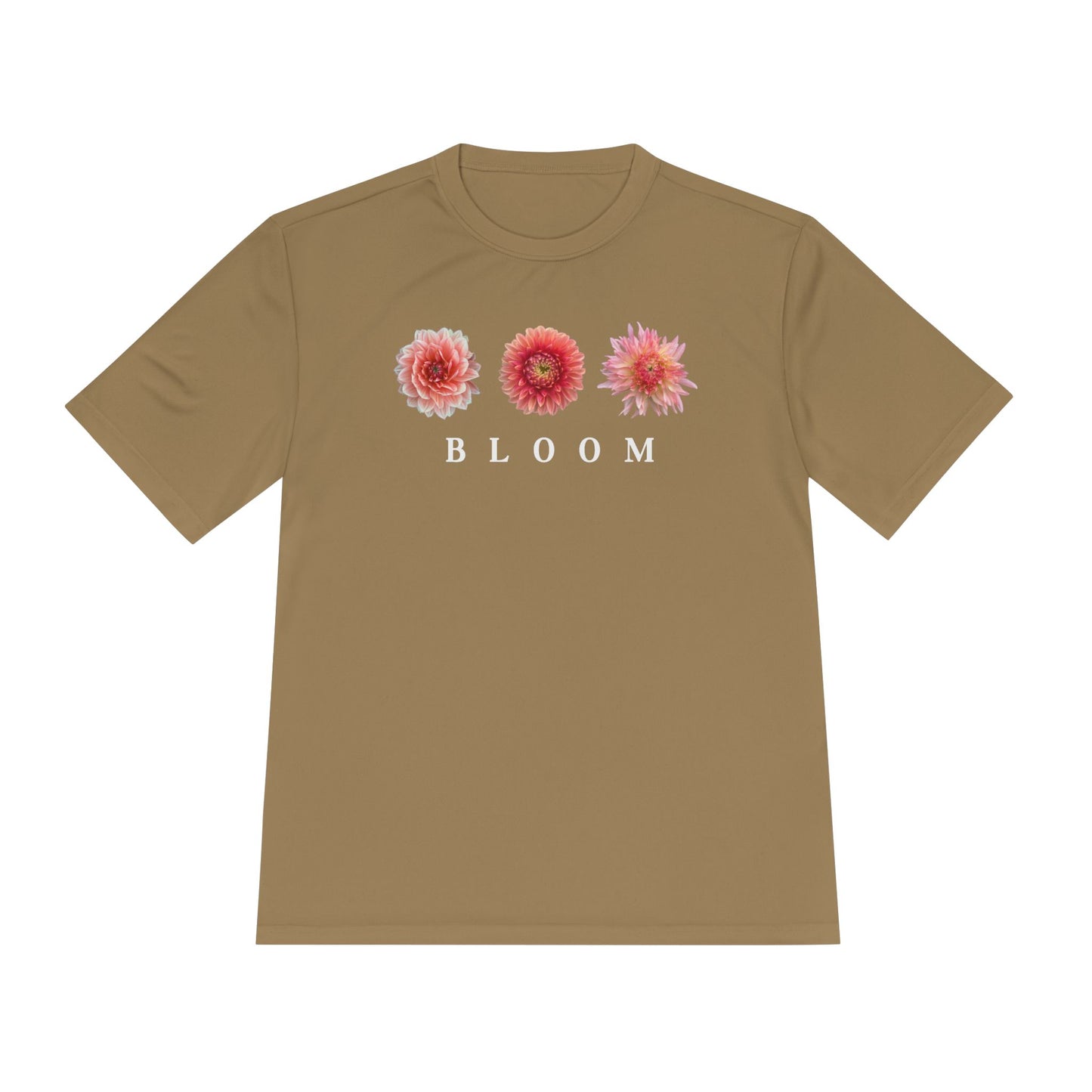 Dahlia Bloom Trifecta Moisture Wicking Tee DTF Polyester With White Lettering