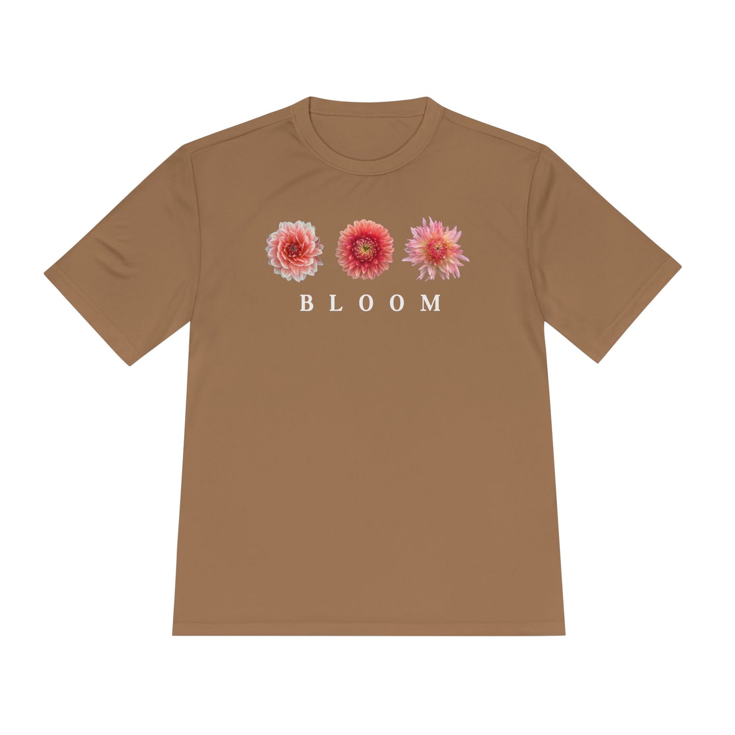 Dahlia Bloom Trifecta Moisture Wicking Tee DTF Polyester With White Lettering