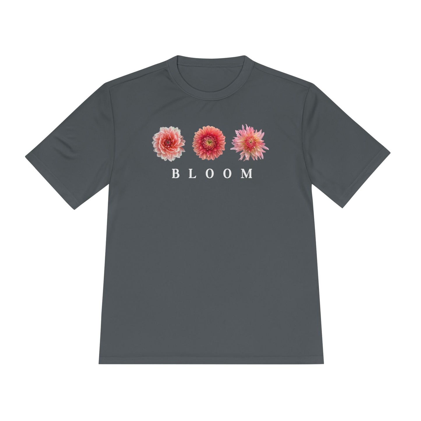 Dahlia Bloom Trifecta Moisture Wicking Tee DTF Polyester With White Lettering