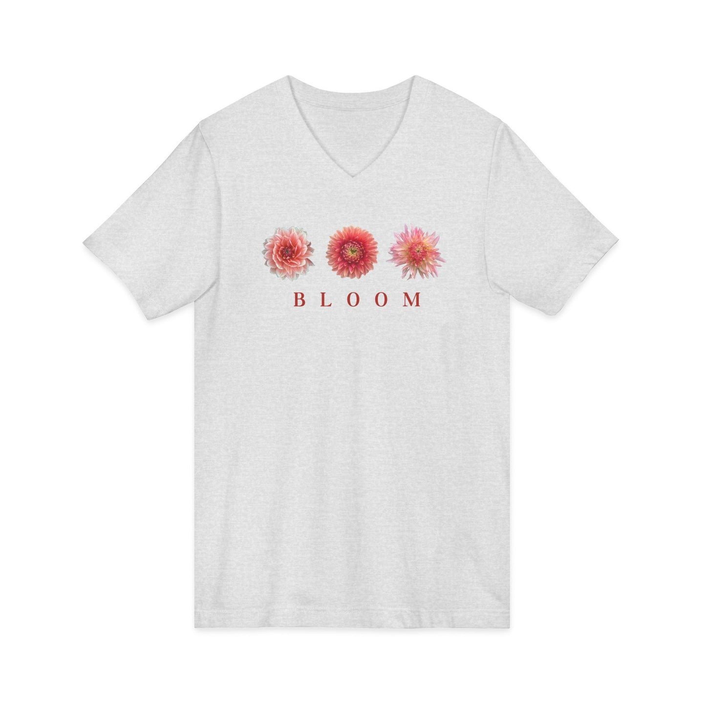 Bloom Dahlia Trifecta Unisex Jersey Short Sleeve V-Neck Tee Bella+Canvas 3005