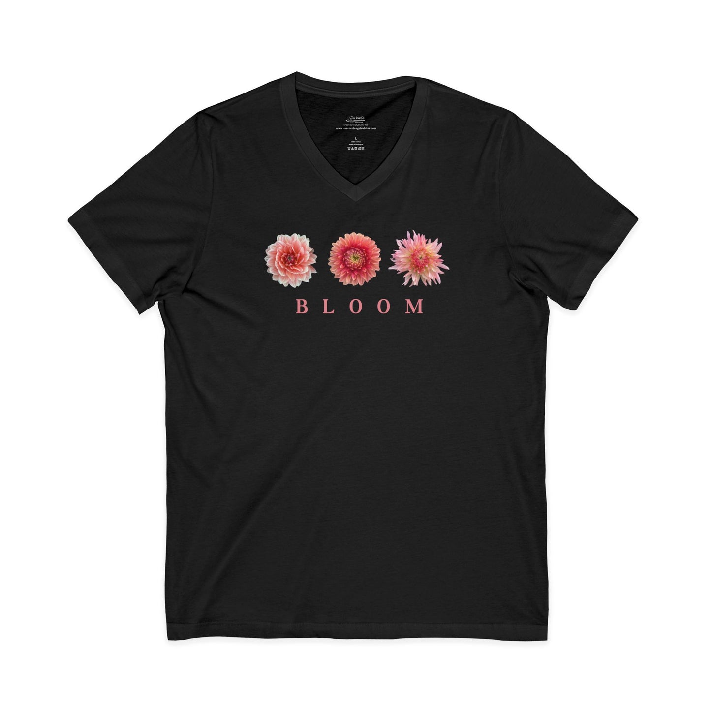 Bloom Dahlia Trifecta Unisex Jersey Short Sleeve V-Neck Tee Bella+Canvas 3005