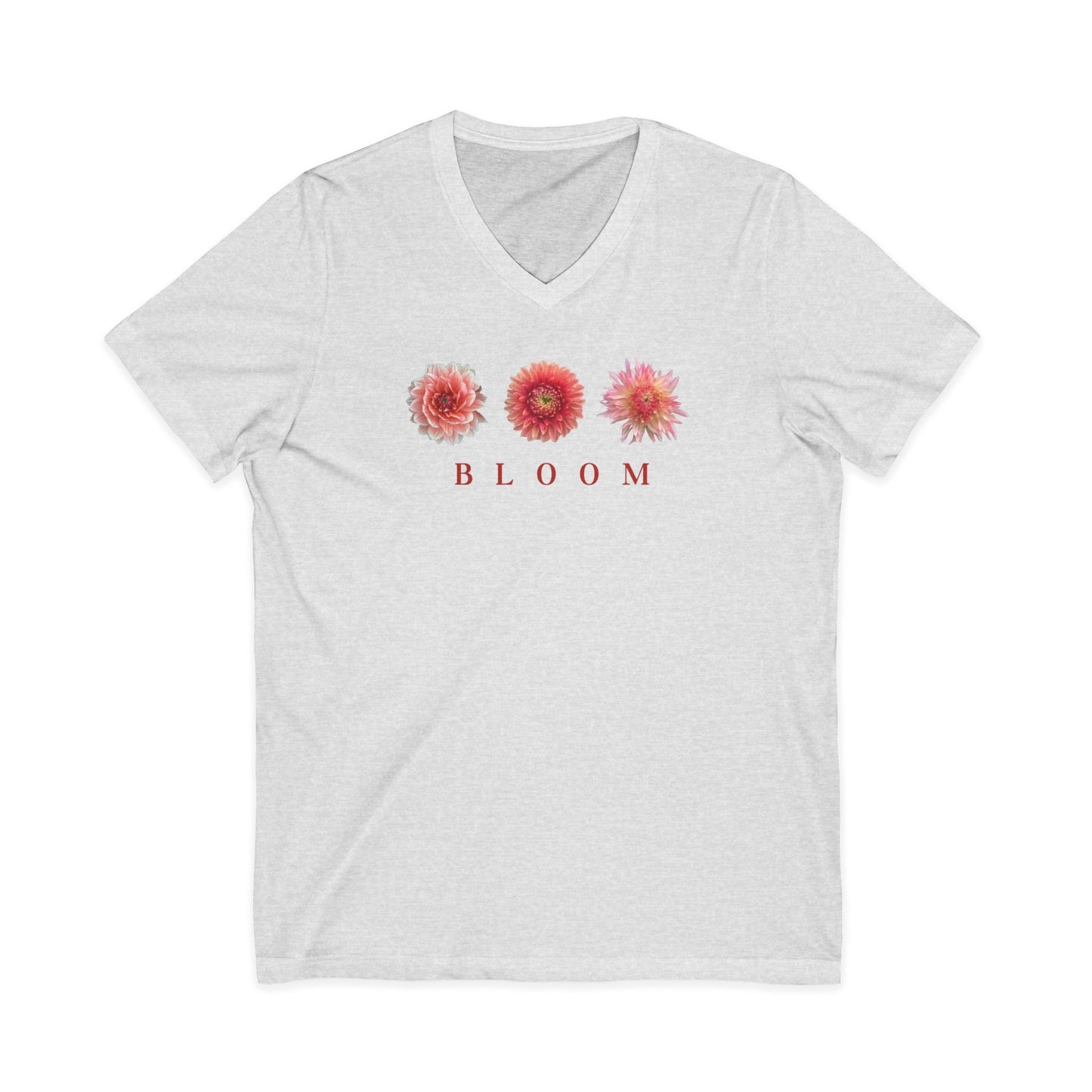 Bloom Dahlia Trifecta Unisex Jersey Short Sleeve V-Neck Tee Bella+Canvas 3005