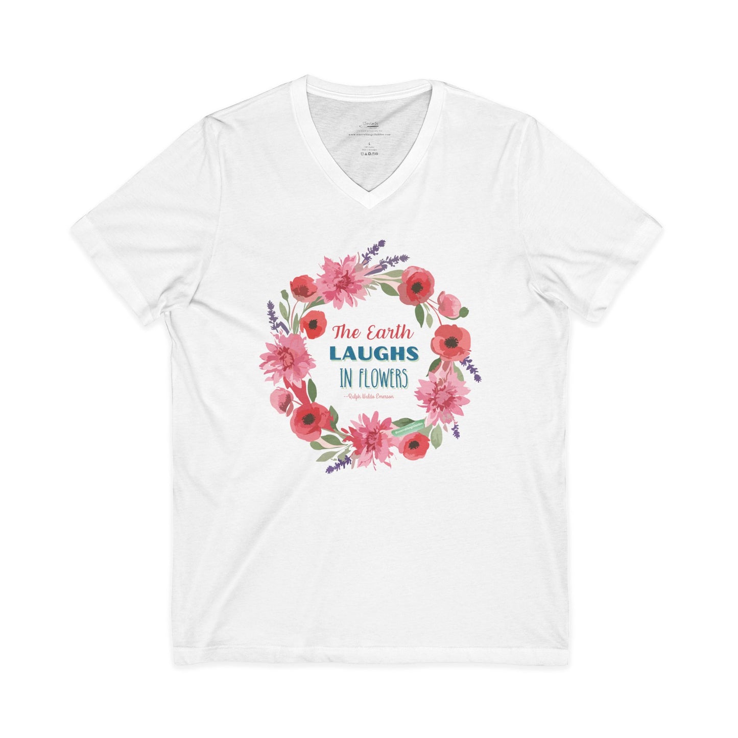 Floral Quote V-Neck Tee, Nature Lover Shirt, Earth Day Gift, Spring Fashion, Plant Lover's Tee, Eco-Friendly Gift